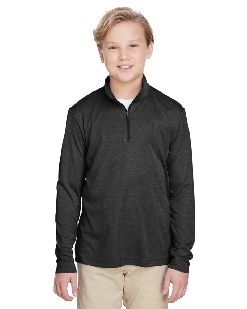 Team 365 Youth Zone Sonic Heather Performance Quarter-Zip Pullover Sweater view 2