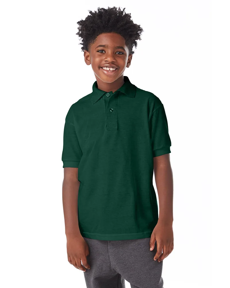Hanes Printables Youth EcoSmart® Jersey Knit Polo view 2