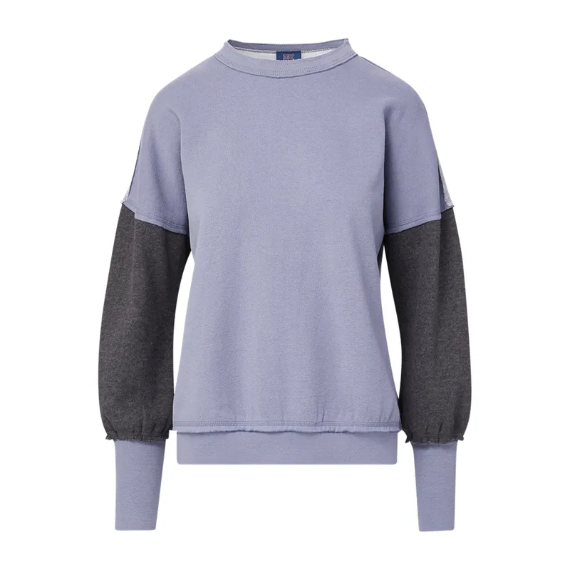 Genevieve Sueded Raw Edge Crew Sweatshirt view 2