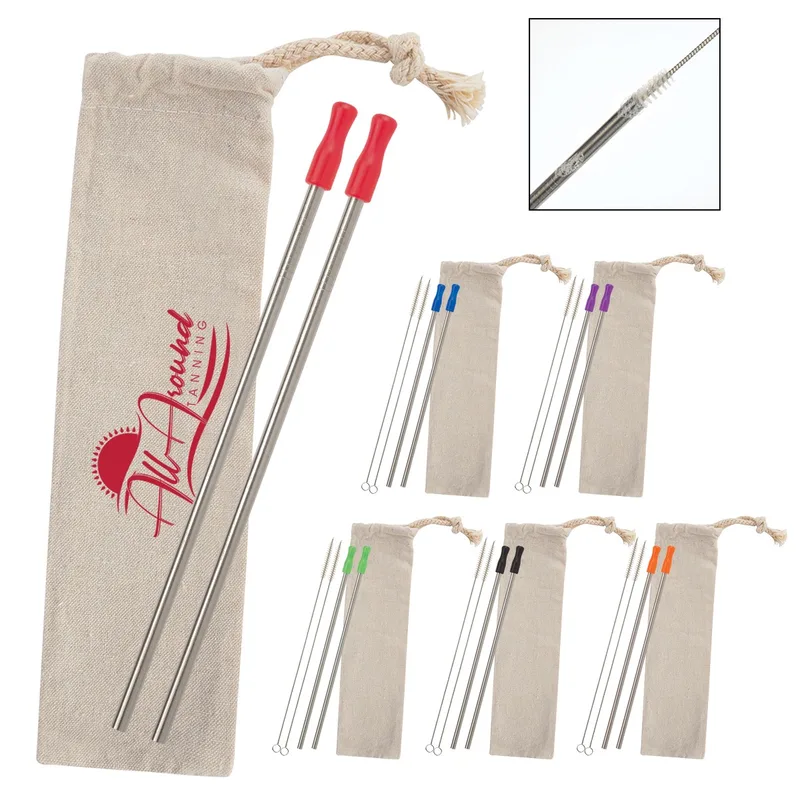 2-pack Stainless Straw Kit With Cotton Pouch view 2