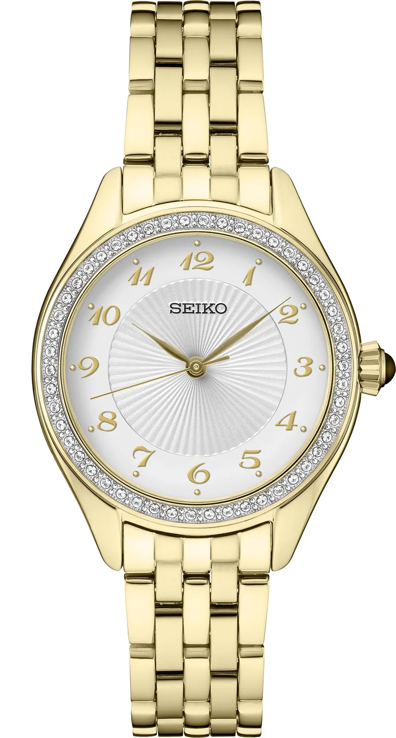 Seiko Watch Ladies Crystal Silver Patterned