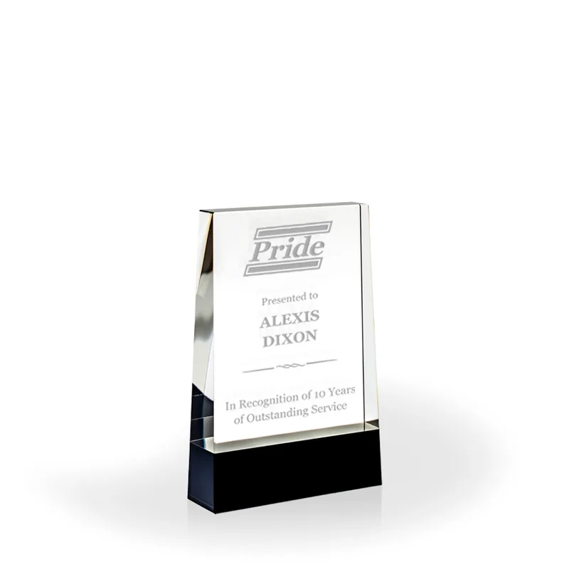 Liam Fused Black and Clear Crystal Award, Small