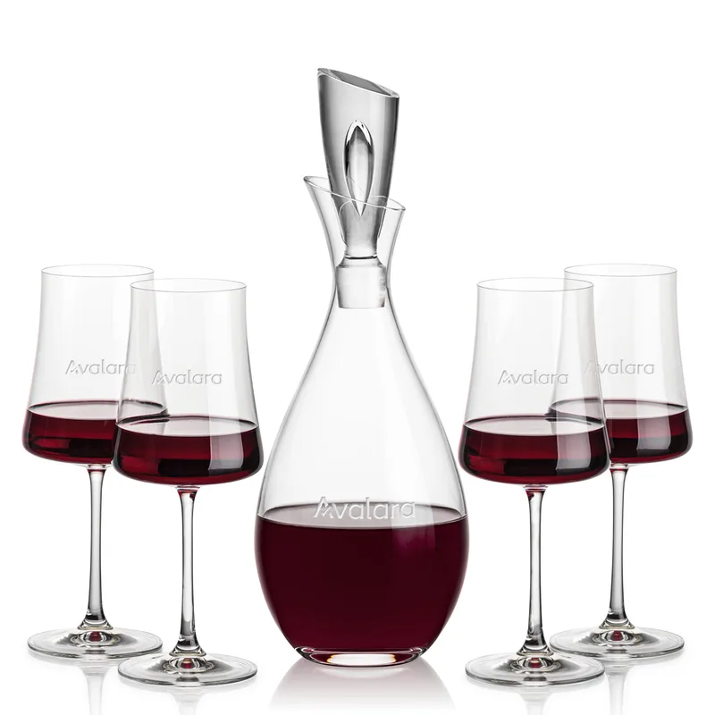 Stemmed Set, Dakota Wine Set, Decanter & 4 Wine