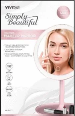 Vivitar® Lighted LED Pink Vanity Mirror
