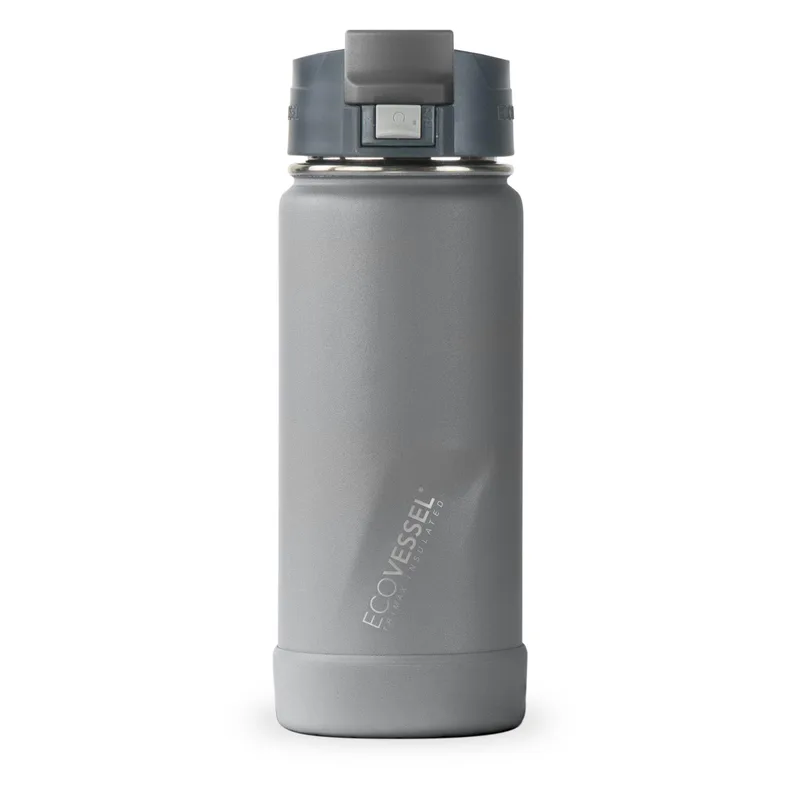 EcoVessel Perk 16 Oz. Insulated Coffee Travel Mug Tumbler W/Tea Strainer - Slate Gray
