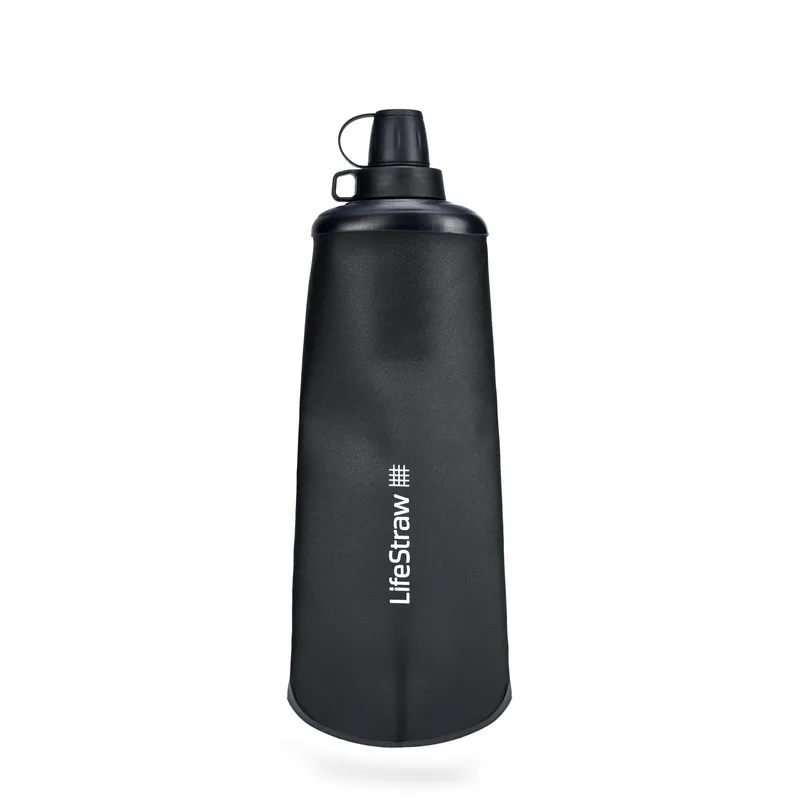 LifeStraw Peak 1 Liter Collapsible Dark Mountain Gray Squeeze Bottle w/Filter