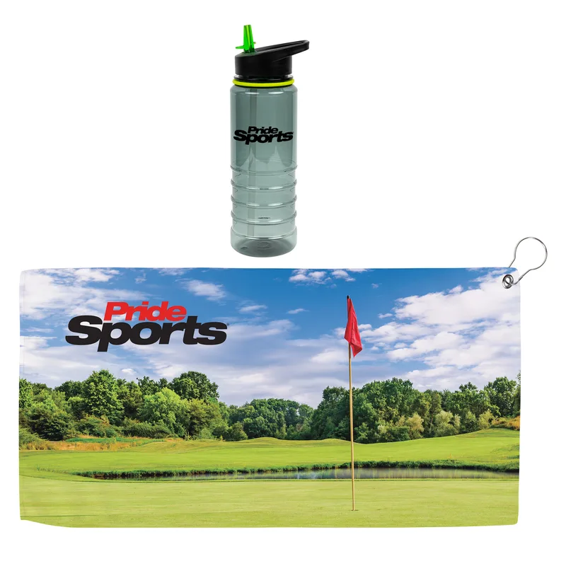 Hole in One 25 Oz. Tritan Sports Bottle & Golf Towel Gift Set view 4