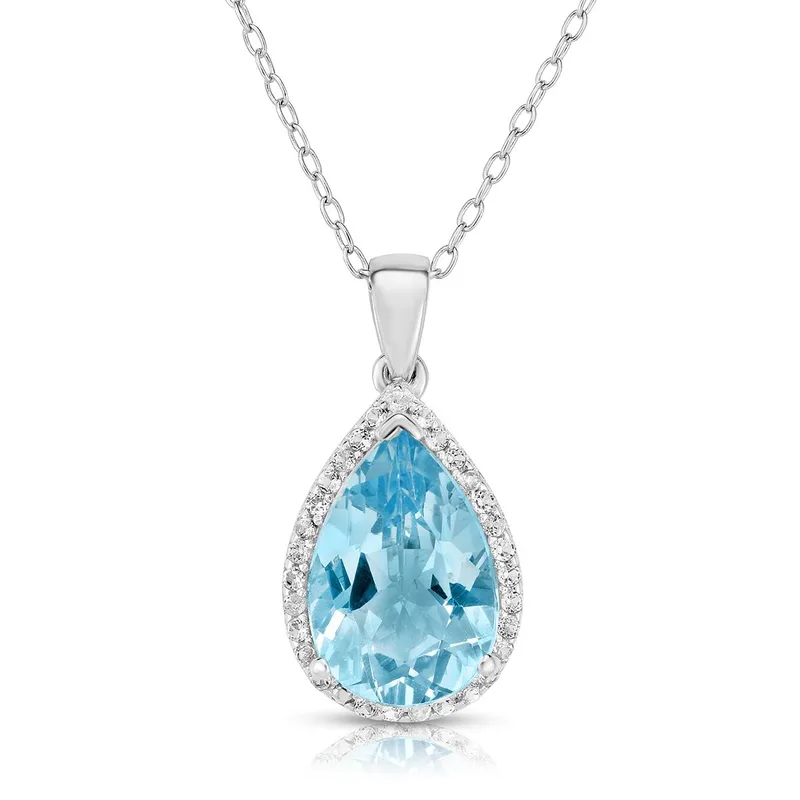 Jilco Inc Blue Topaz Necklace - Pear