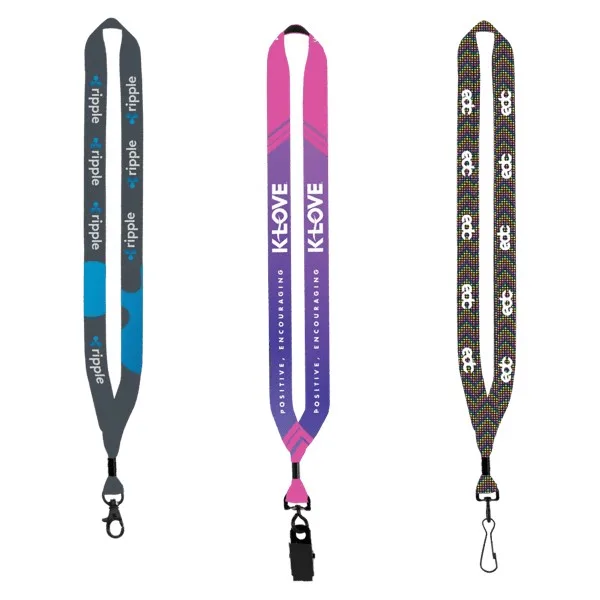3/4" Dye-Sublimated Lanyard with Metal Crimp & Metal Split-Ring view 2