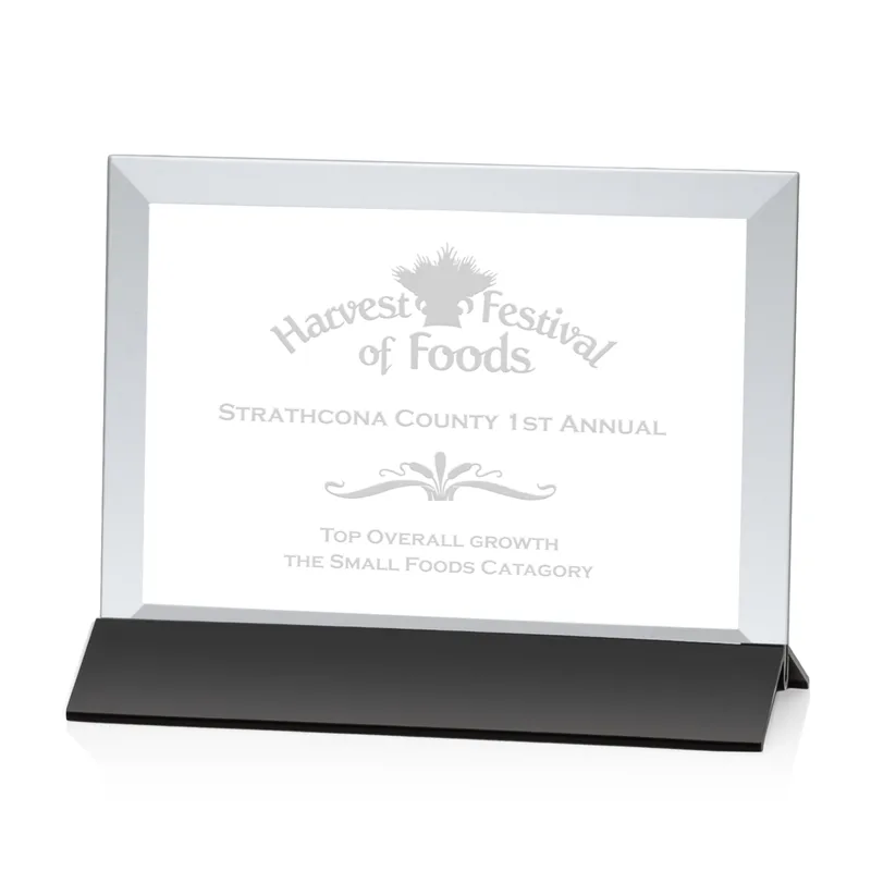 Deep Etch, Horizontal, Starfire Crystal, Black, 8" x 6"