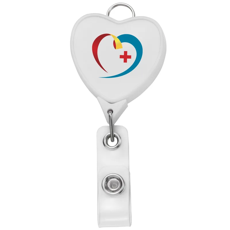 Jumbo Heart Retractable Badge Reel w/lanyard attachment view 5