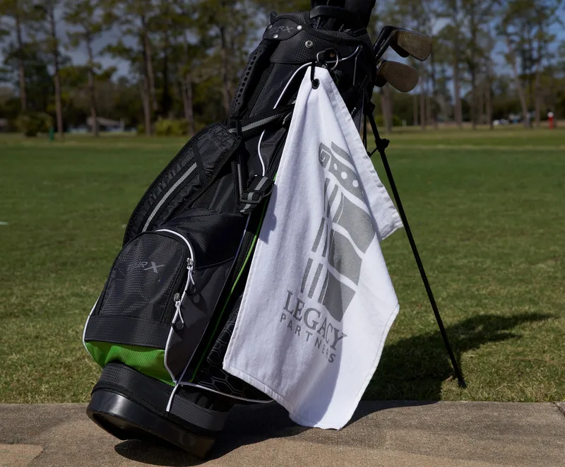 MaxxColor White Golf Towel ( 15" x 24" ) view 2