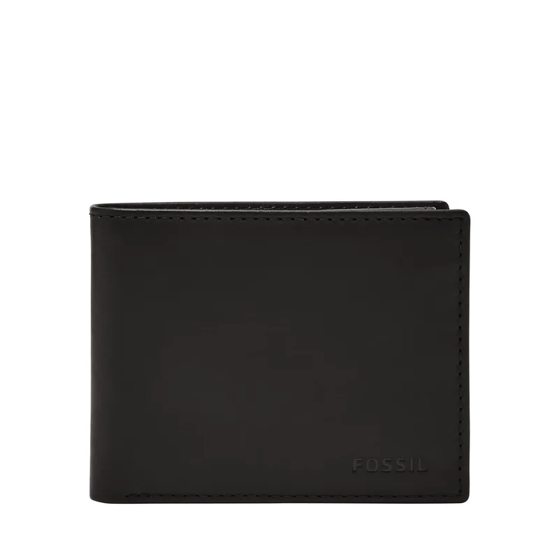Fossil Derrick Rfid Passcase Leather Wallet Black