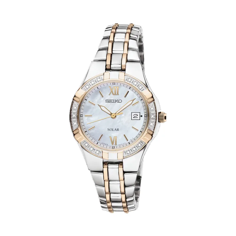 Seiko Ladies Diamonds Solar Stainless Steel Watch