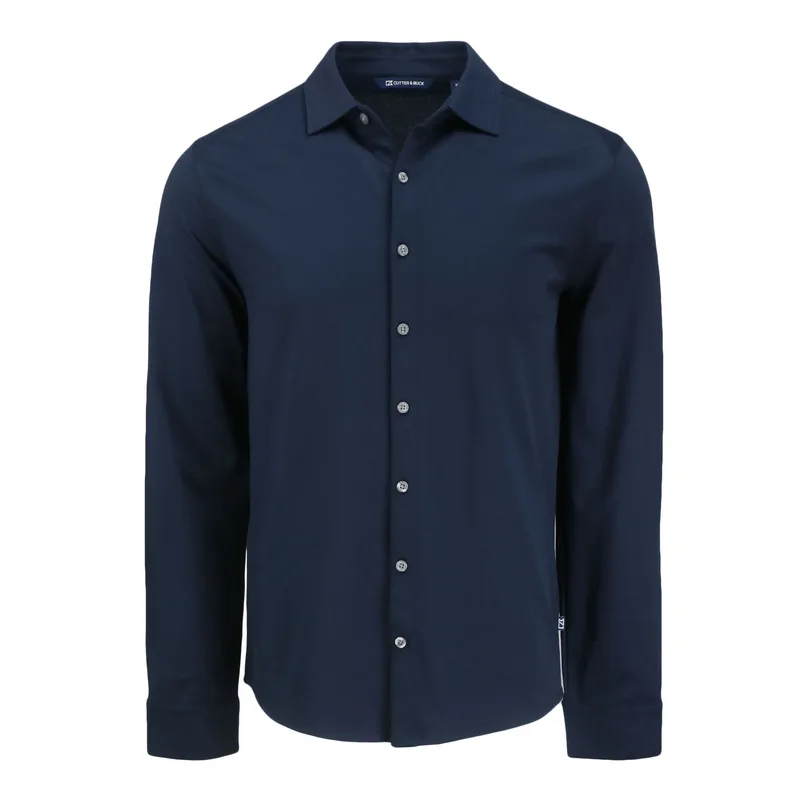 Cutter & Buck Advantage Tri-Blend Eco Soft Pique Long Sleeve Knitted Mens Button Up view 2