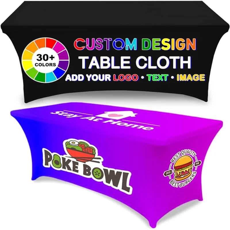 Custom Tablecloth 4' Full Color Throws Stretch Fitted Table Covers view 3