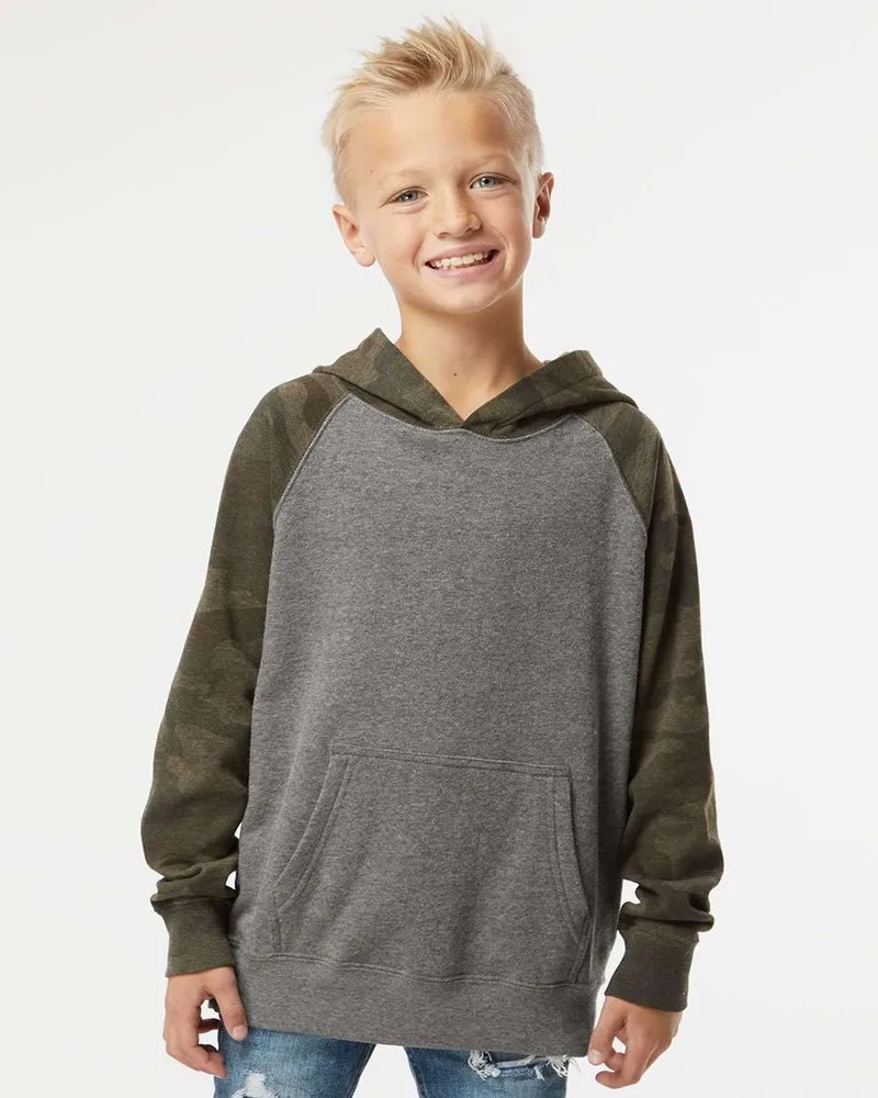 Independent Trading Co.® Youth Lightweight Special Blend Raglan Hooded Sweatshirt view 2