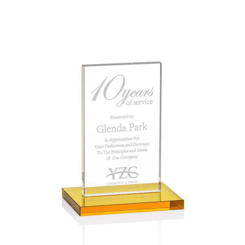 Deep Etch, Standard base, Amber, 4" x 5.375" x 3"