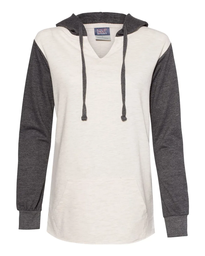 MV® Sport Women's French Terry Hooded Pullover w/Colorblocked Sleeves view 3