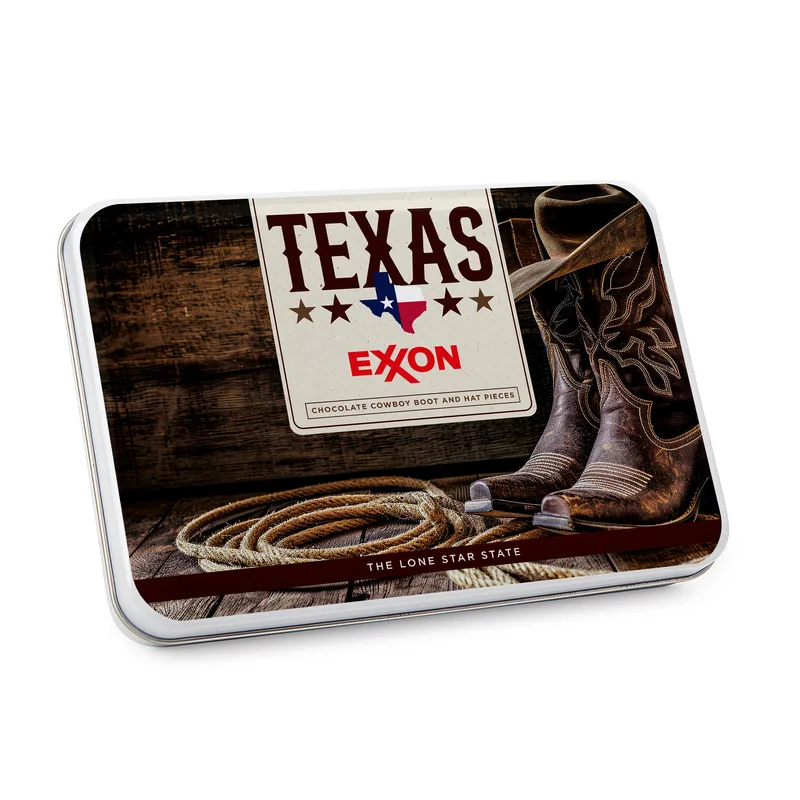 Gift Tin with Cowboy Boot and Hat Chocolates view 2