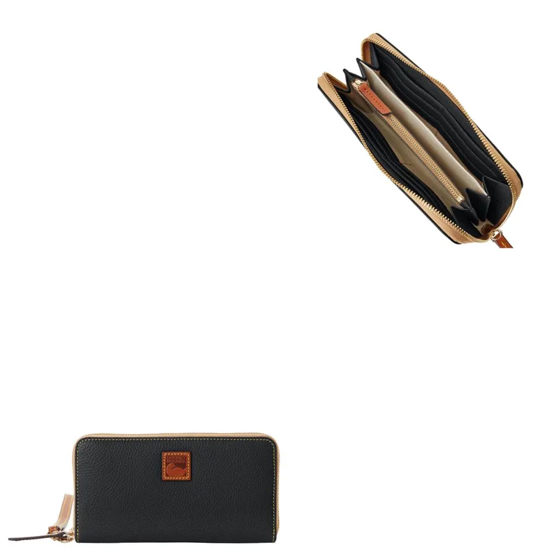 Dooney & Bourke Pebble Grain Large Zip Around Wristlet - Black