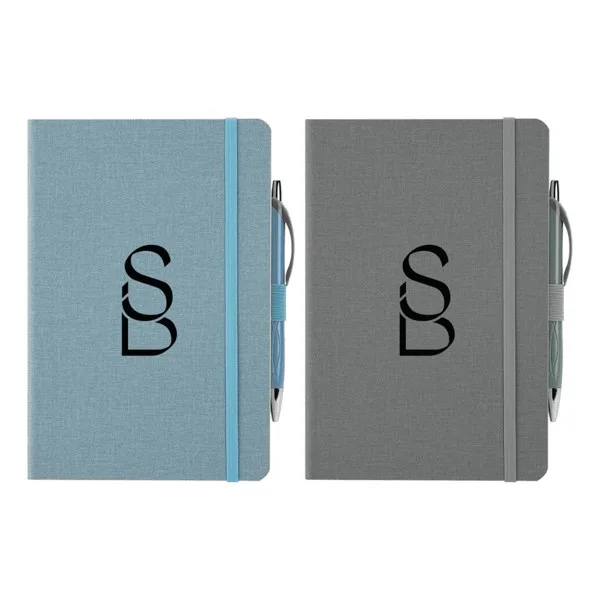 Crosshatch PU Notebook With Pen view 2