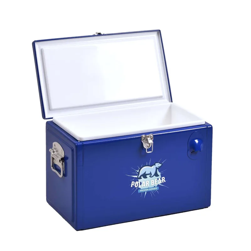 Metal Tool Box Cooler, Front & Top Imprint view 3