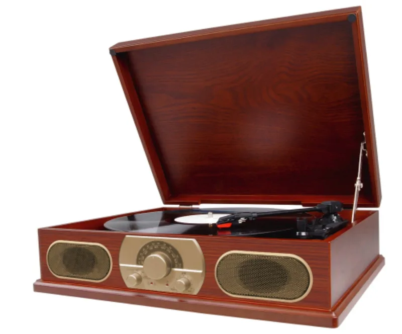 Studebaker Wooden Turntable w/Cassette Player & AM/FM Radio
