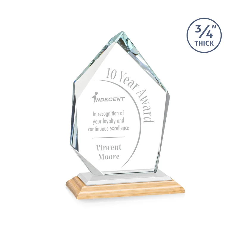 Deep Etch, Standard base, Bamboo, White, 5" x 7.25" x 3"