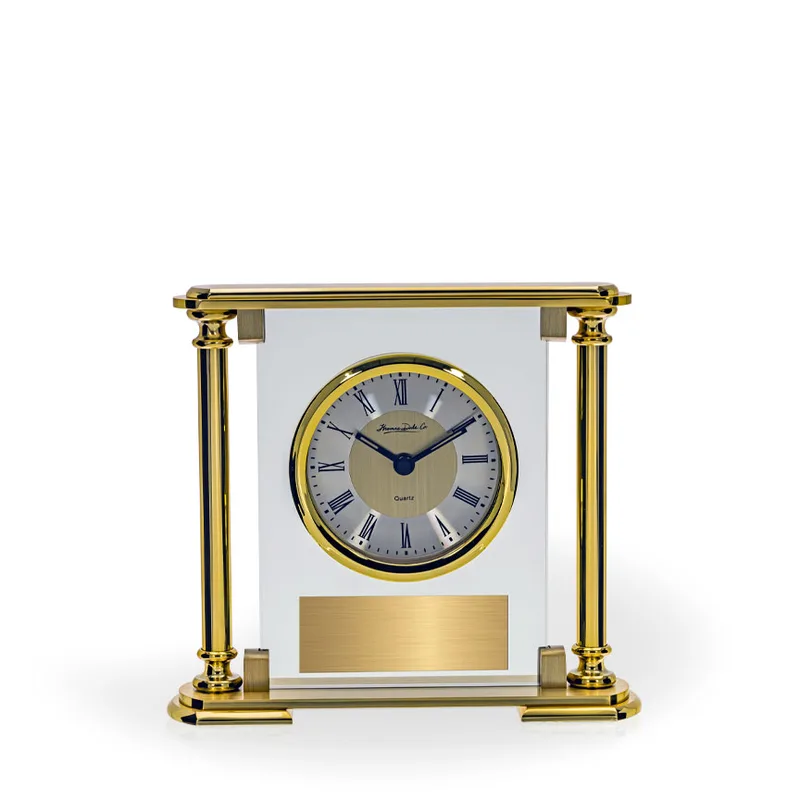 Oras Brushed Gold Glass Clock view 2