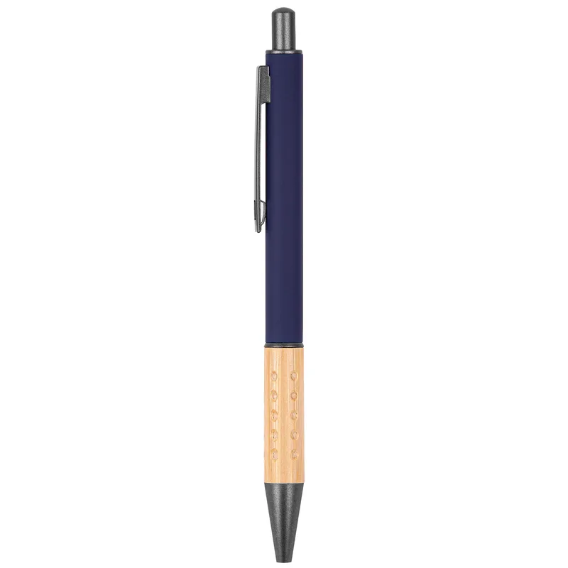 The Gosford Gunmetal Click-Action Ballpoint Pen w/Bamboo Accent view 3