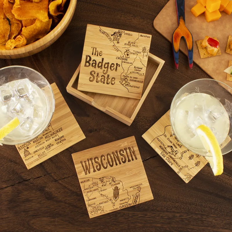 Wisconsin Puzzle Coaster Set view 2