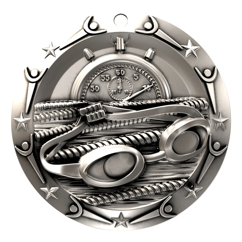 Antique Swimming World Class Medallion (3") view 4