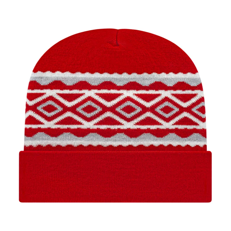 Diamond Pattern Knit Cap with Cuff view 6