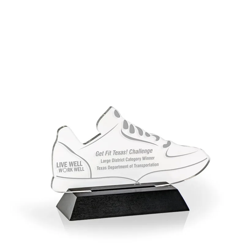 Athletic Shoe Award with Black Wood Base - Engraved