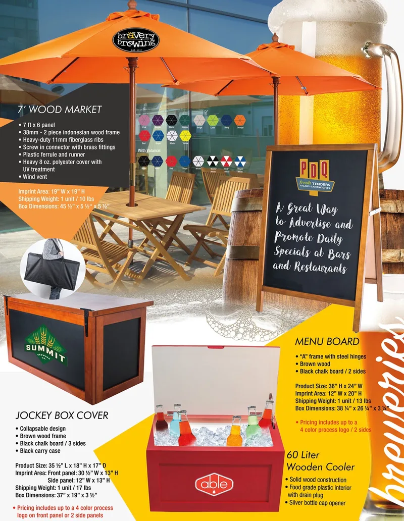 7' Wooden Market Umbrella view 2