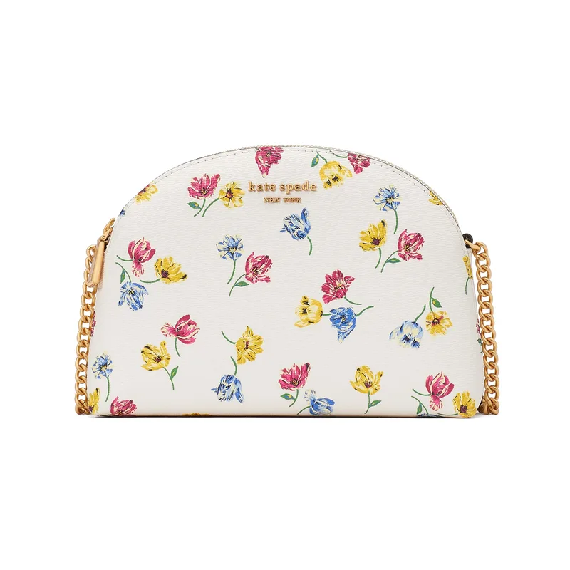 kate spade new york Morgan Tulip Toss Printed Pvc Double Zip Dome Crossbody - Cream Multi