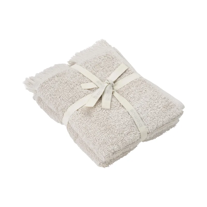 Blomus Frino 2 Fringed Organic Cotton Terry Guest Hand Towel Set