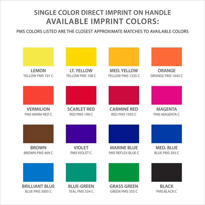 Handle Imprint Colors Available