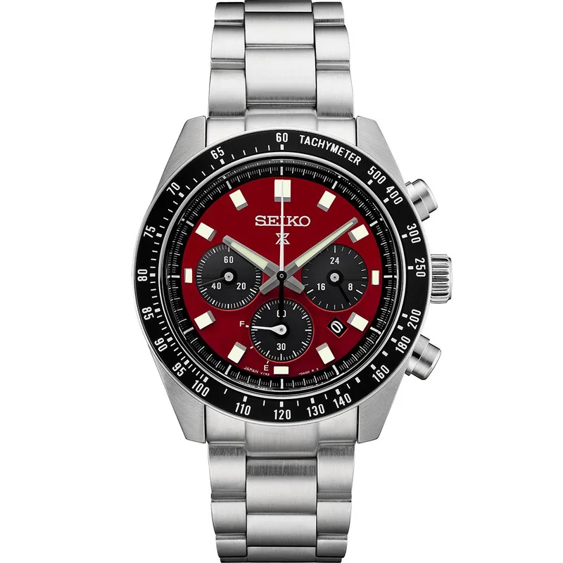 Seiko Watch Prospex Speedtimer Ss Solar Chrono Red Dial U.S. Se