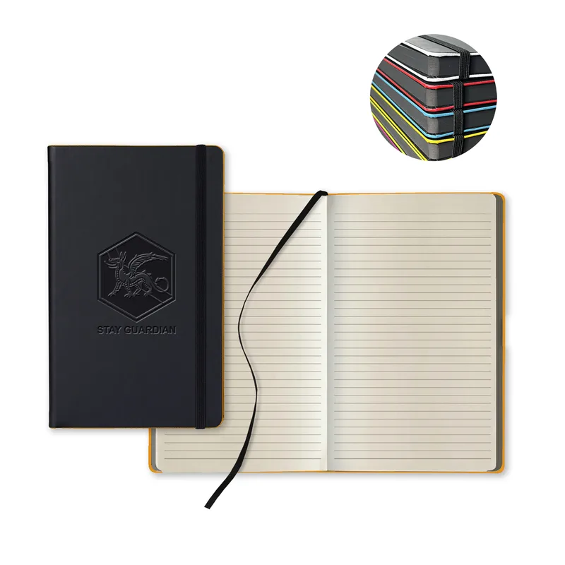 Castelli Black Laser Medio Lined Ivory Page Journal view 3