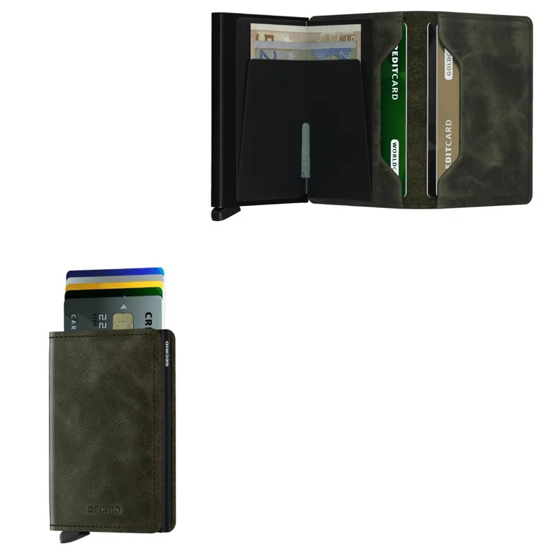 Secrid Slimwallet Vintage Leather - Olive/Black