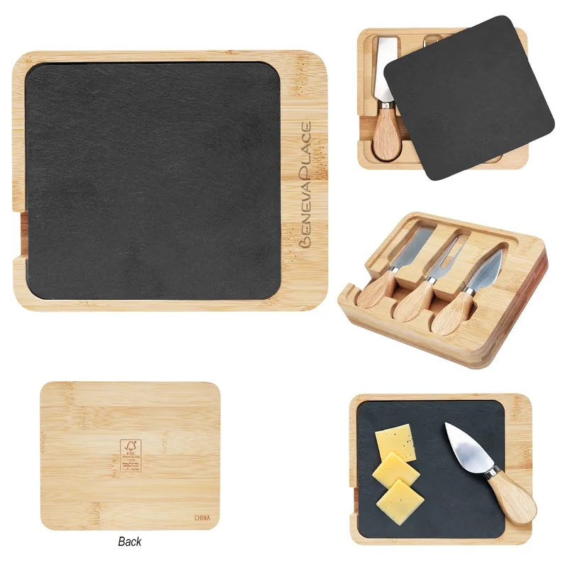 Slate & Bamboo Cheese Server Set view 2