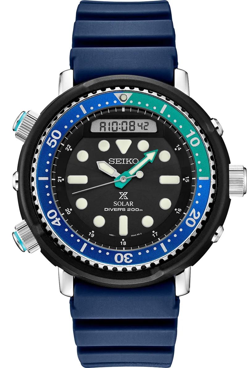 Seiko Watch Prospex Diver's Ss/Pc Solar Ana-Digital Black Dial Se