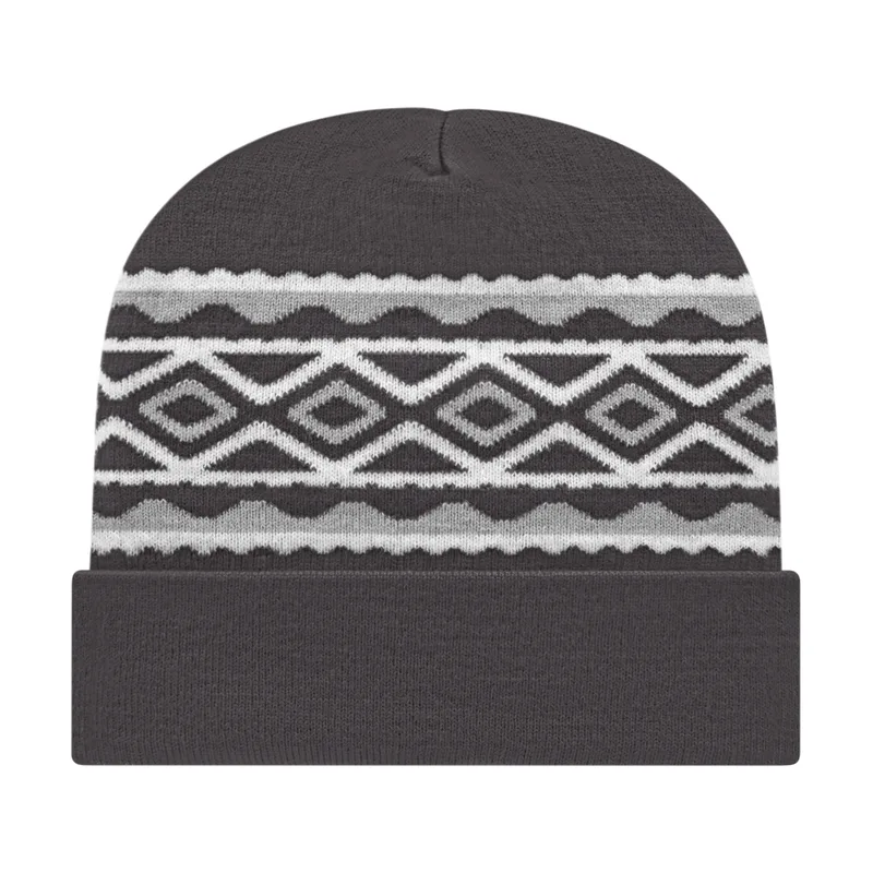 Diamond Pattern Knit Cap with Cuff view 2