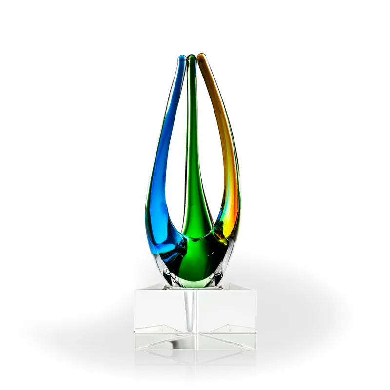Owen Art Glass Award - Clear Triangle Base view 2