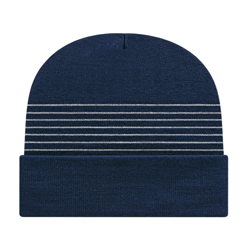 Thin Striped Knit Cap with Cuff view 2