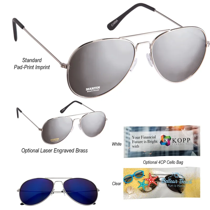 Color Mirrored Aviator Sunglasses view 2