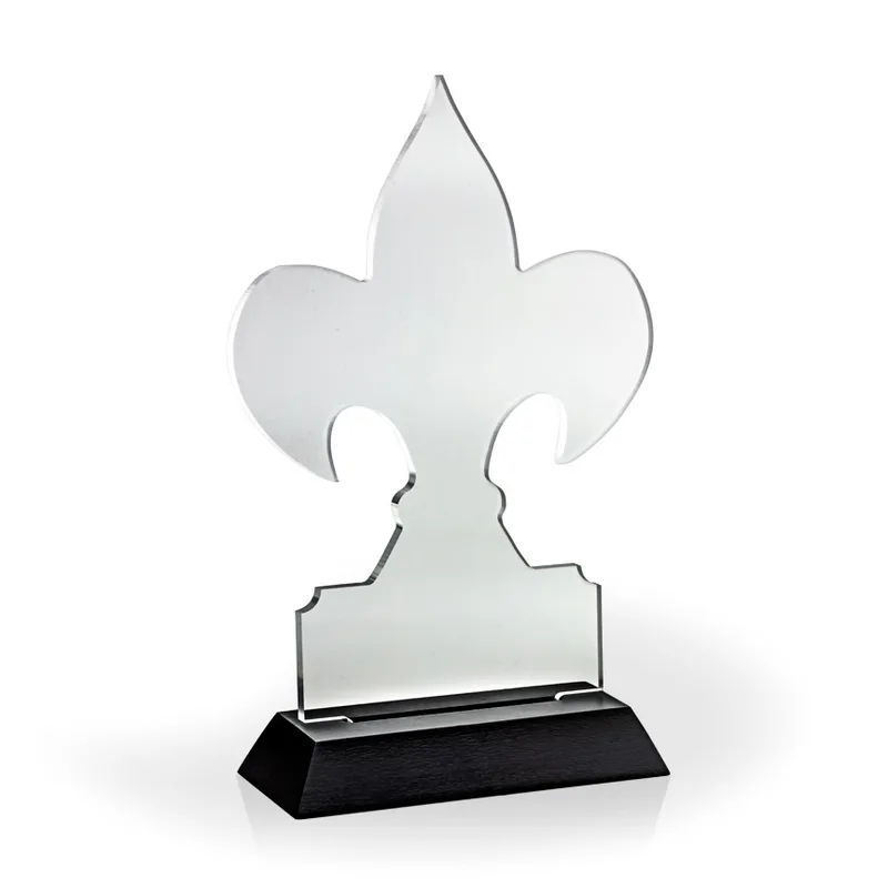 Fleur De Lis Award with Black Wood Base - Engraved view 2