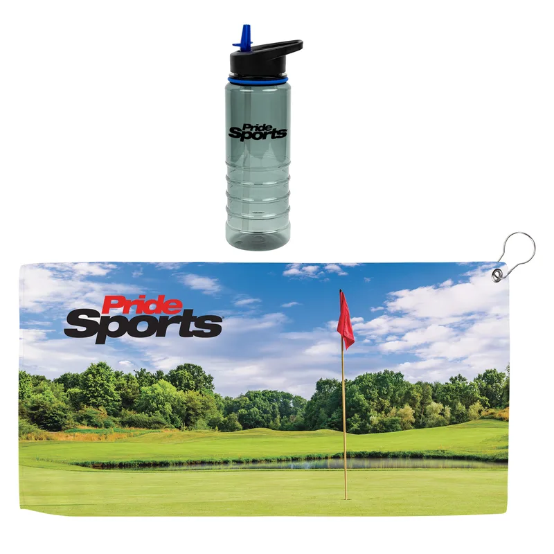 Hole in One 25 Oz. Tritan Sports Bottle & Golf Towel Gift Set view 3